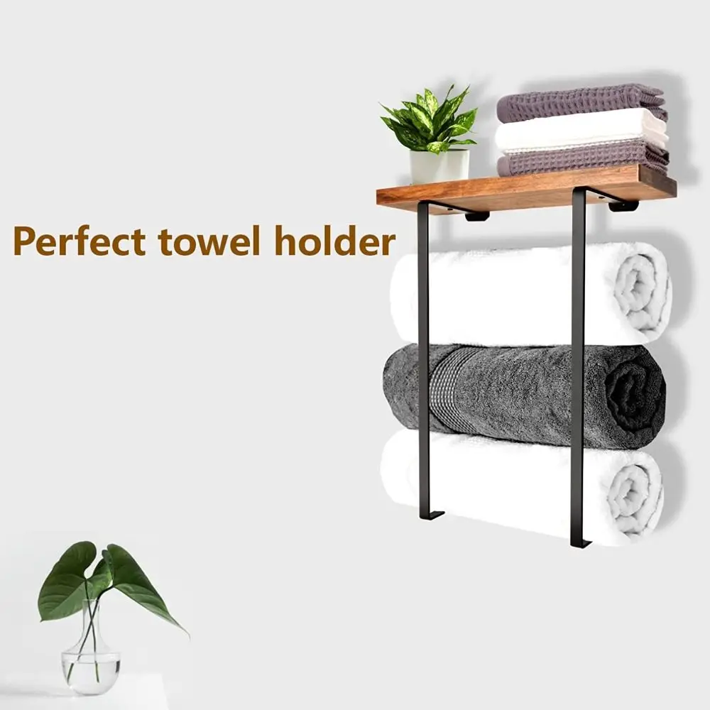 Minimalist Design Washcloths Storage Organizer Wall Mounted Bathroom Towel Rack Metal Bath Towel Holder with Wood Shelf
Minimalist Design Washcloths Storage Organizer Wall Mounted Bathroom Towel Rack Metal Bath Towel Holder with Wood Shelf