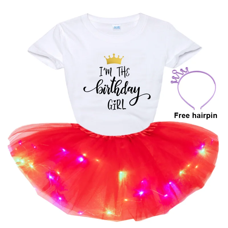 

Summer Tutu Dress Kids Girl Clothes 24M-8Yrs Colorful Mini Pettiskirt Girls Party Dance Neon LED Tutu Skirt Children Clothing