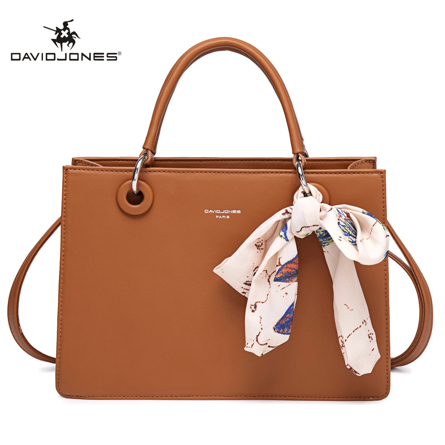 

David Jones Fashion Women's Handbag Simple Atmosphere Daily Commuter Artificial Leather Large Capacity Ribbon Crossbody Bag