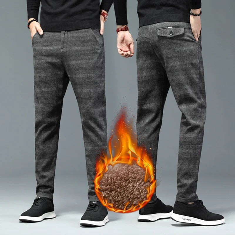 Winter Men's Fleece Plaid Casual Pants Fashion Thicker Velvet Warm Straight Stretch Male Business Work Formal Trousers
Winter Men's Fleece Plaid Casual Pants Fashion Thicker Velvet Warm Straight Stretch Male Business Work Formal Trousers
