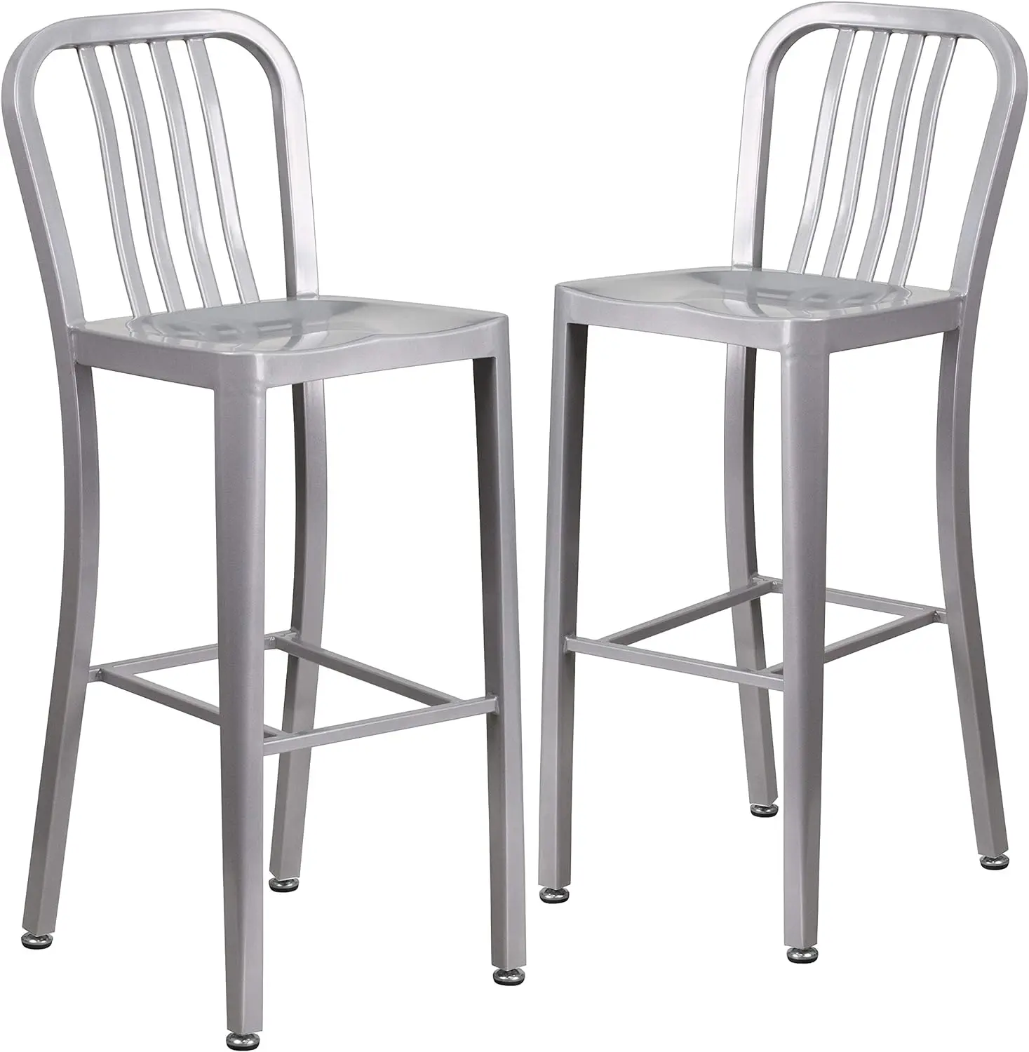 Gael Commercial Grade 2 Pack 30" High Silver Metal Indoor-Outdoor Barstool with Vertical Slat Back
Gael Commercial Grade 2 Pack 30" High Silver Metal Indoor-Outdoor Barstool with Vertical Slat Back