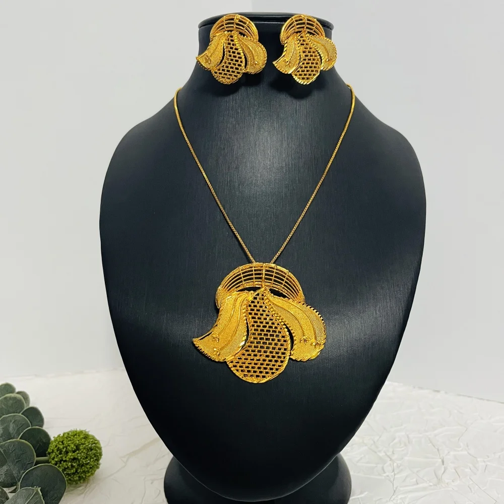 Dubai Fashion Women's Flower Sweater Long Necklace 24K Gold-Plated Middle Eastern Luxury Flower Earrings Copper Jewelry Two-Pieces 7 Mallzona Sbfdb7c65d3f44fe5ab94cbaad37f63b8D Dubai Fashion Women's Flower Sweater Long Necklace 24K Gold-Plated Middle Eastern Luxury Flower Earrings Copper Jewelry Two-Pieces Mallzona