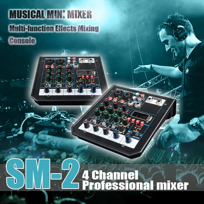 4 channel Mixer Audio Outdoor Conference Audio USB Bluetooth Reverb Audio processor Sing Live with Sound Card Sound Mixer
4 channel Mixer Audio Outdoor Conference Audio USB Bluetooth Reverb Audio processor Sing Live with Sound Card Sound Mixer