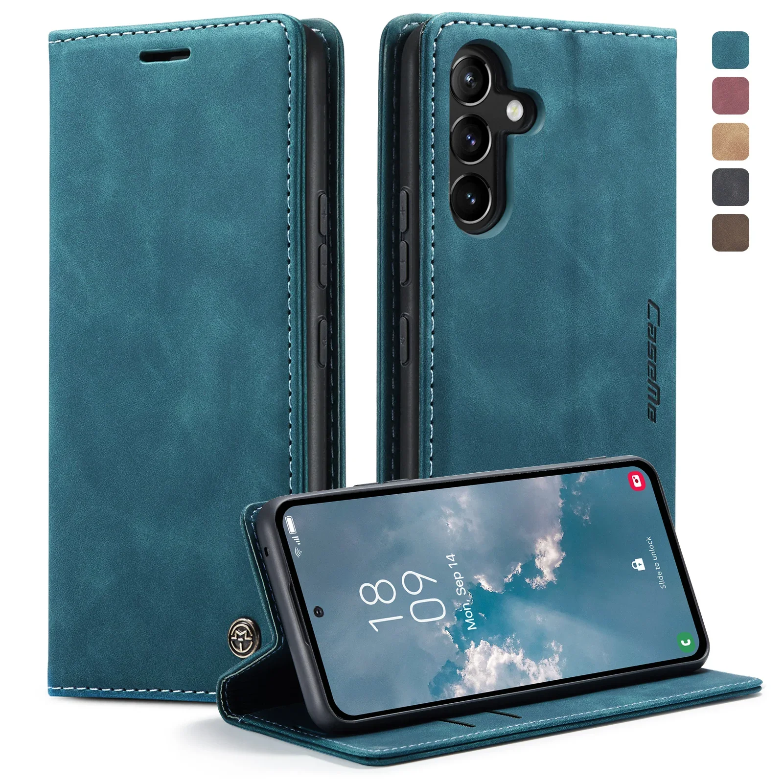 

Slim Magnetic Closure Shockproof Flip Wallet Case For Samsung A54 A53 A52 A51 A50S Durable Cover Card Holder Slots Kickstand