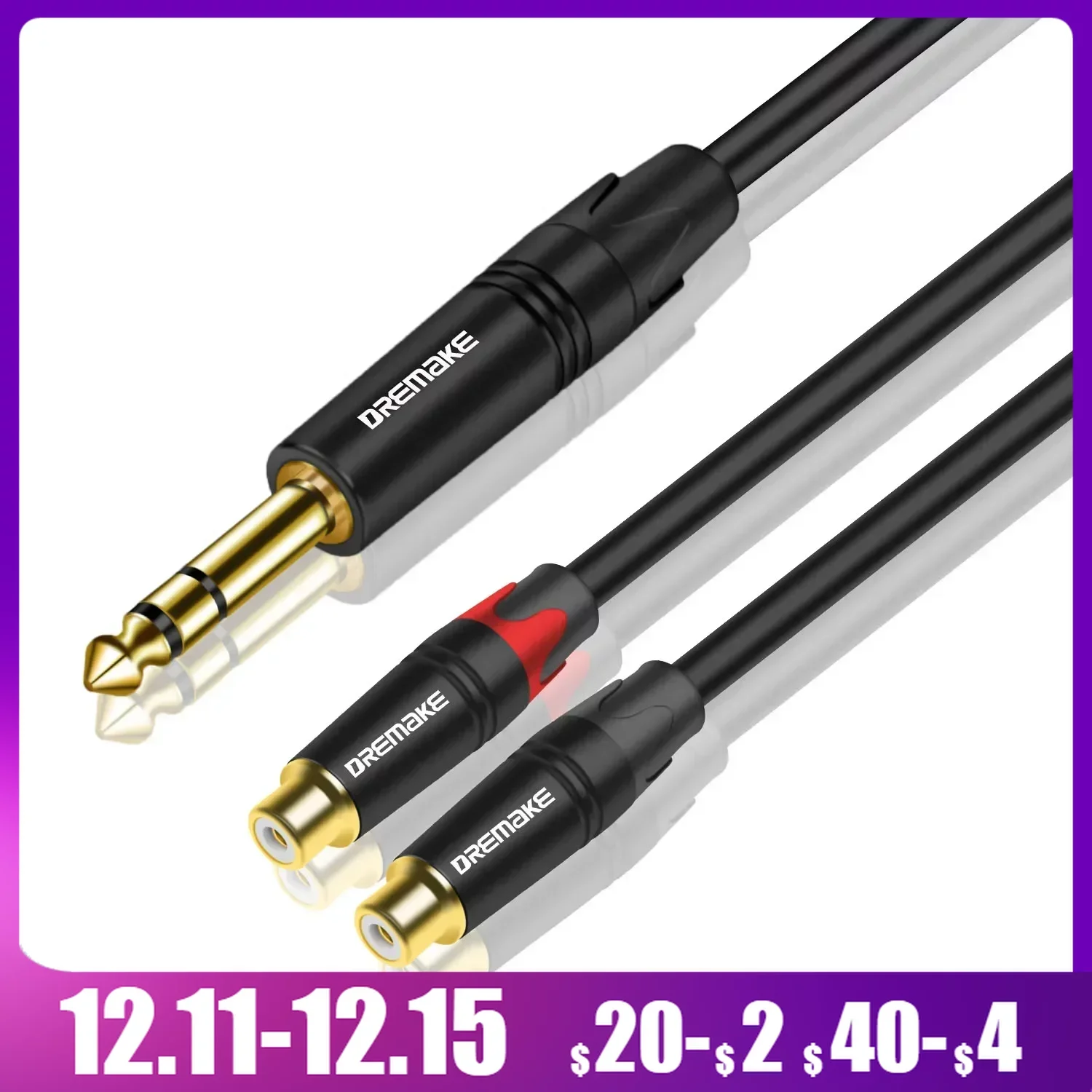 DREMAKE HiFi Audio Cable Stereo 6.5mm to 2 RCA Cable Y-Splitter TRS 6.35 to Double RCA Female Signal Adapter Line for Amplifier
DREMAKE HiFi Audio Cable Stereo 6.5mm to 2 RCA Cable Y-Splitter TRS 6.35 to Double RCA Female Signal Adapter Line for Amplifier
