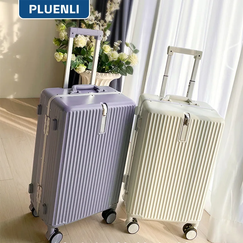 

PLUENLI Women's Luggage Good-looking Aluminum Frame Luggage Trolley Case Universal Wheel Boarding Password Suitcase