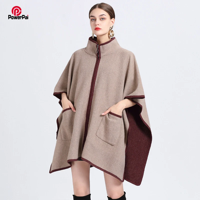 Elegant Stand Collar Blends Coat Cloak Pockets Zipper Cape Cardigan Long Loose Overcoat Wraps Mantle
Elegant Stand Collar Blends Coat Cloak Pockets Zipper Cape Cardigan Long Loose Overcoat Wraps Mantle