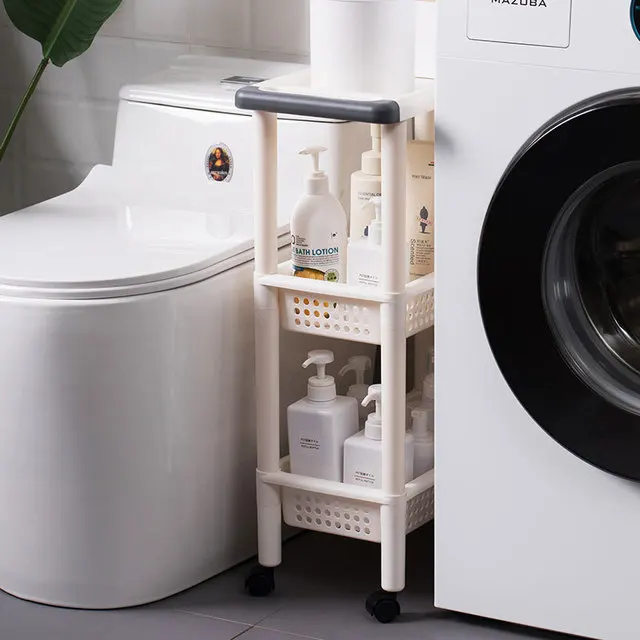 Kitchen Shelving Plastic Slit Storage Rack with Pulley Trolley Bathroom Washing Machine Toilet Slot Storage Shelves Durable
Kitchen Shelving Plastic Slit Storage Rack with Pulley Trolley Bathroom Washing Machine Toilet Slot Storage Shelves Durable
