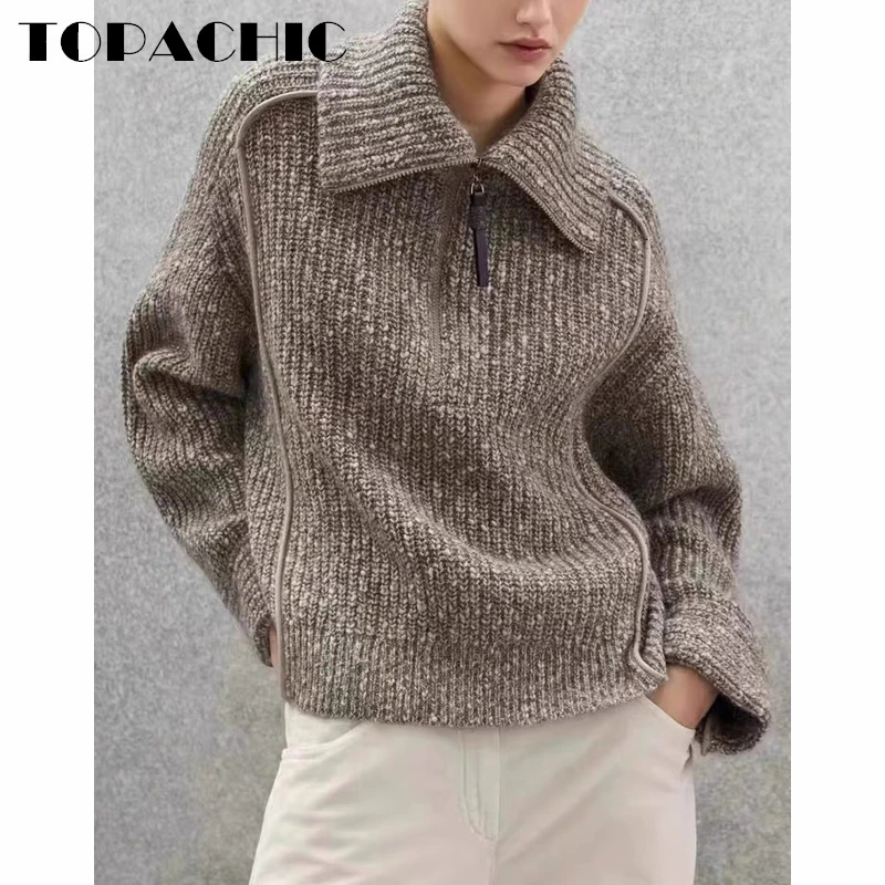 10.30 TOPACHIC Women's Comfortable Casual Cashmere Thick Turn Down Collar / Turtleneck Long Sleeve Knitted Pullover Sweater
10.30 TOPACHIC Women's Comfortable Casual Cashmere Thick Turn Down Collar / Turtleneck Long Sleeve Knitted Pullover Sweater
