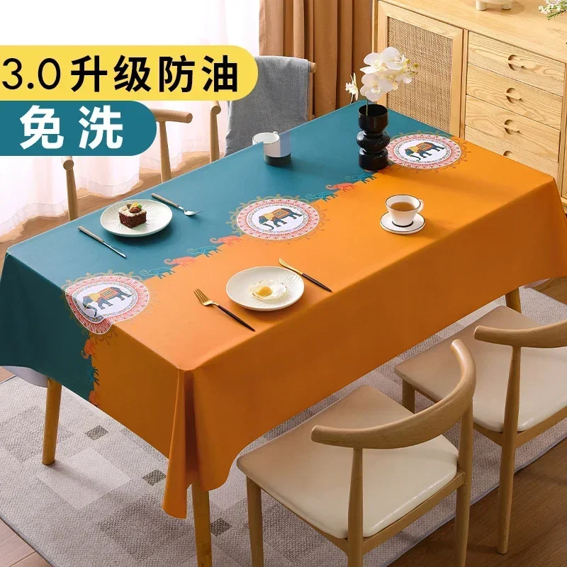 

Table cloth waterproof, oil resistant, wash free, scald resistant, dining table, tea table, household rectangular shape