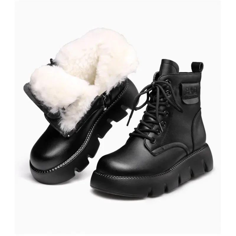 

Non-slip Female Winter Ankle Boots Mid-calf Cotton Boots Thick-soled Padded Women Shoes Short Plush Female Warm Short Boots 202