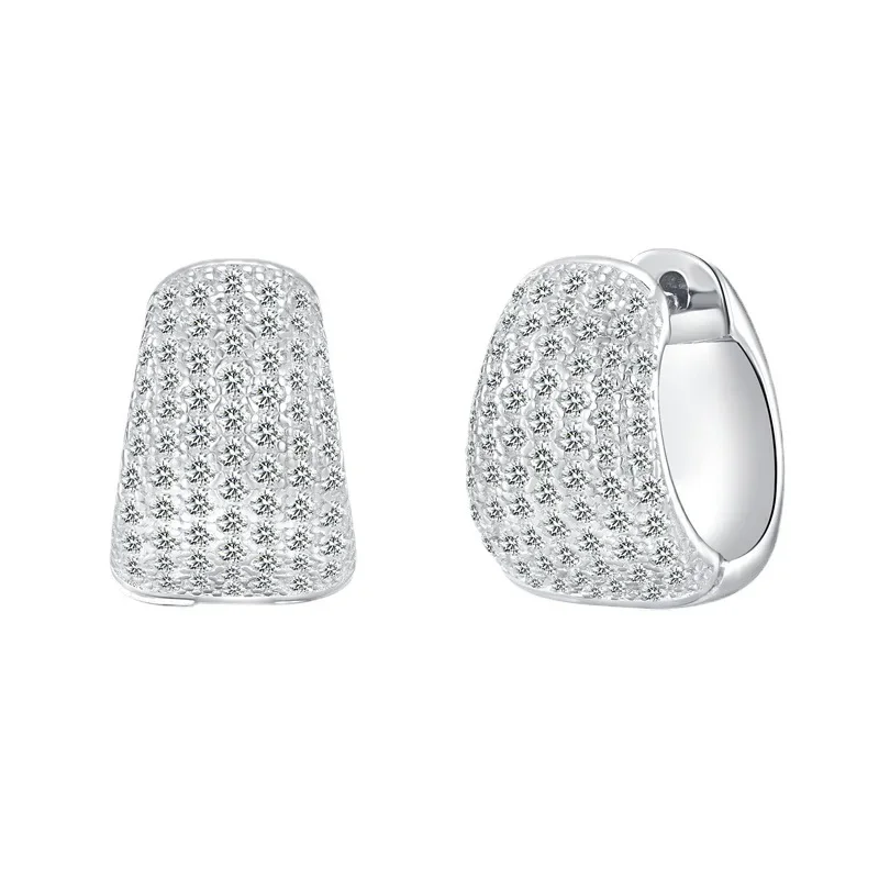 

Neymar's same full diamond studded earrings with 925 silver light luxury and niche design, high-end feel earrings