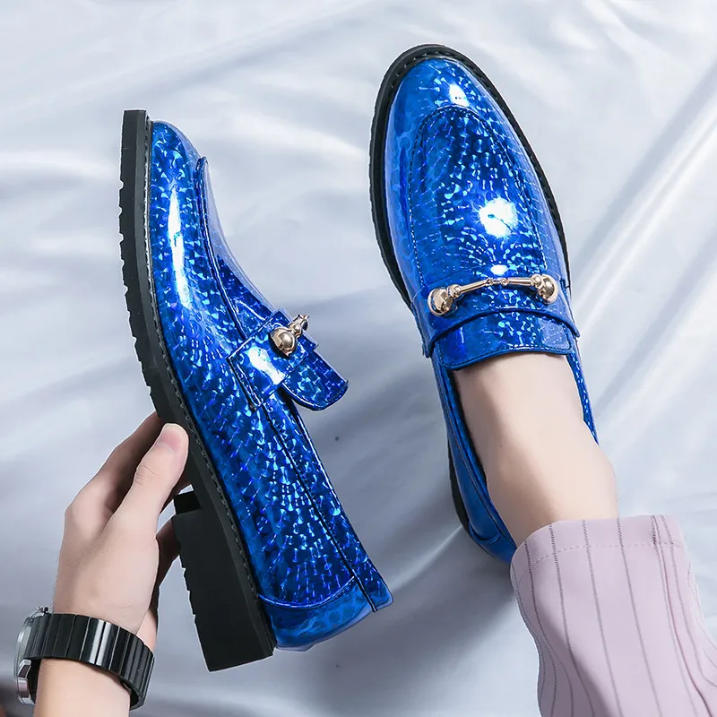 Luxury Blue Patent Leather Loafers For Men Trendy Casual Slip-on Comfy Office Shoes Men Fashion Glitter Social Men's Dress Shoes
Luxury Blue Patent Leather Loafers For Men Trendy Casual Slip-on Comfy Office Shoes Men Fashion Glitter Social Men's Dress Shoes