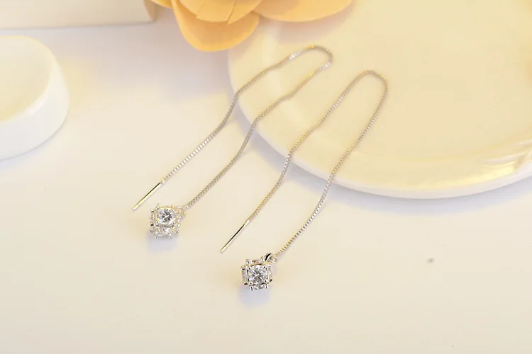 Korean Crystal Square Cube Long Tassel Exquisite 925 stamp silver color Jewelry Female Temperament Dangle Earrings 17 Mallzona Korean Crystal Square Cube Long Tassel Exquisite 925 stamp silver color Jewelry Female Temperament Dangle Earrings Mallzona