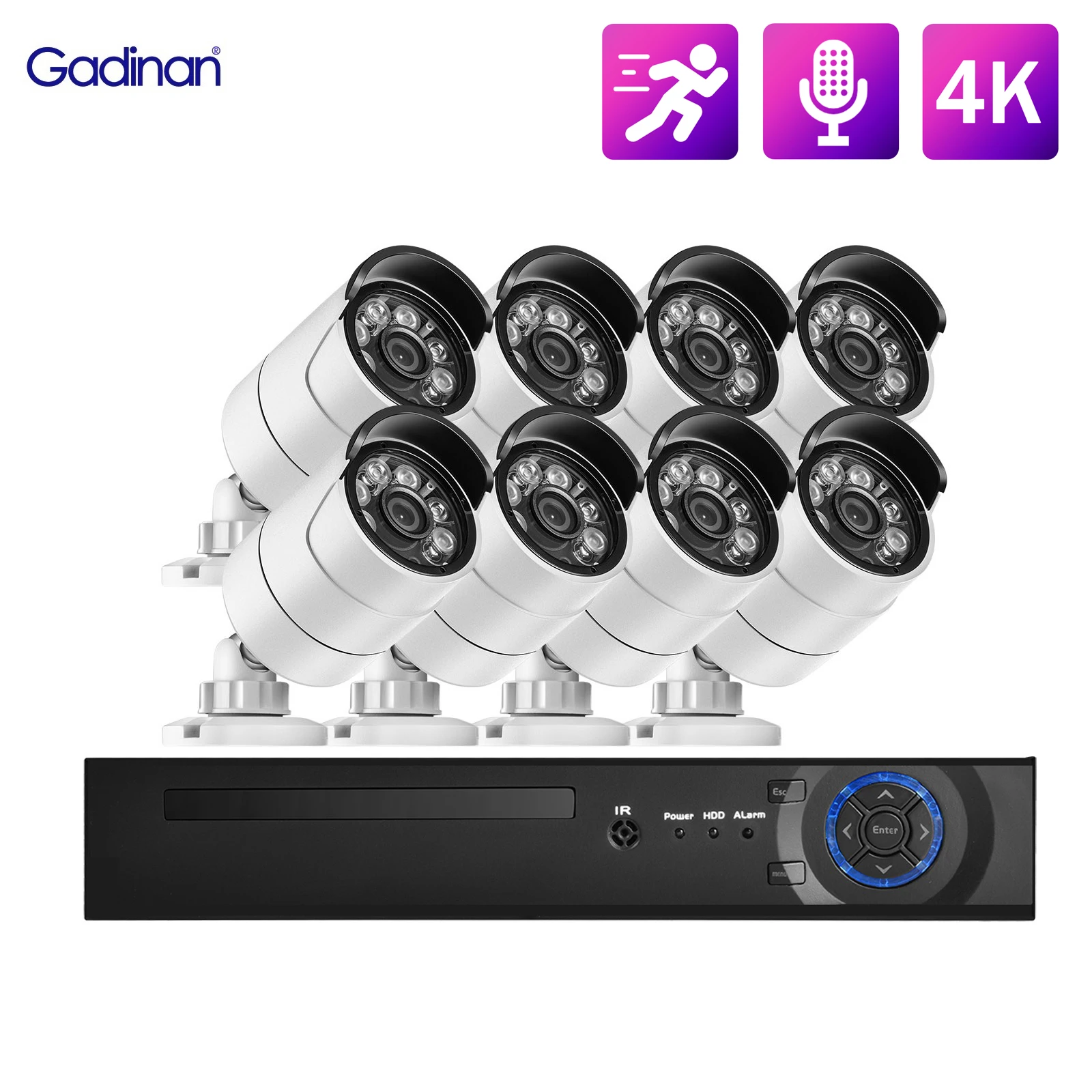Gadinan H.265+ Audio POE IP Camera 8CH 4K Color Night Vision Outdoor Audio Security Camera Kit Human Detection CCTV Surveilla
Gadinan H.265+ Audio POE IP Camera 8CH 4K Color Night Vision Outdoor Audio Security Camera Kit Human Detection CCTV Surveilla
