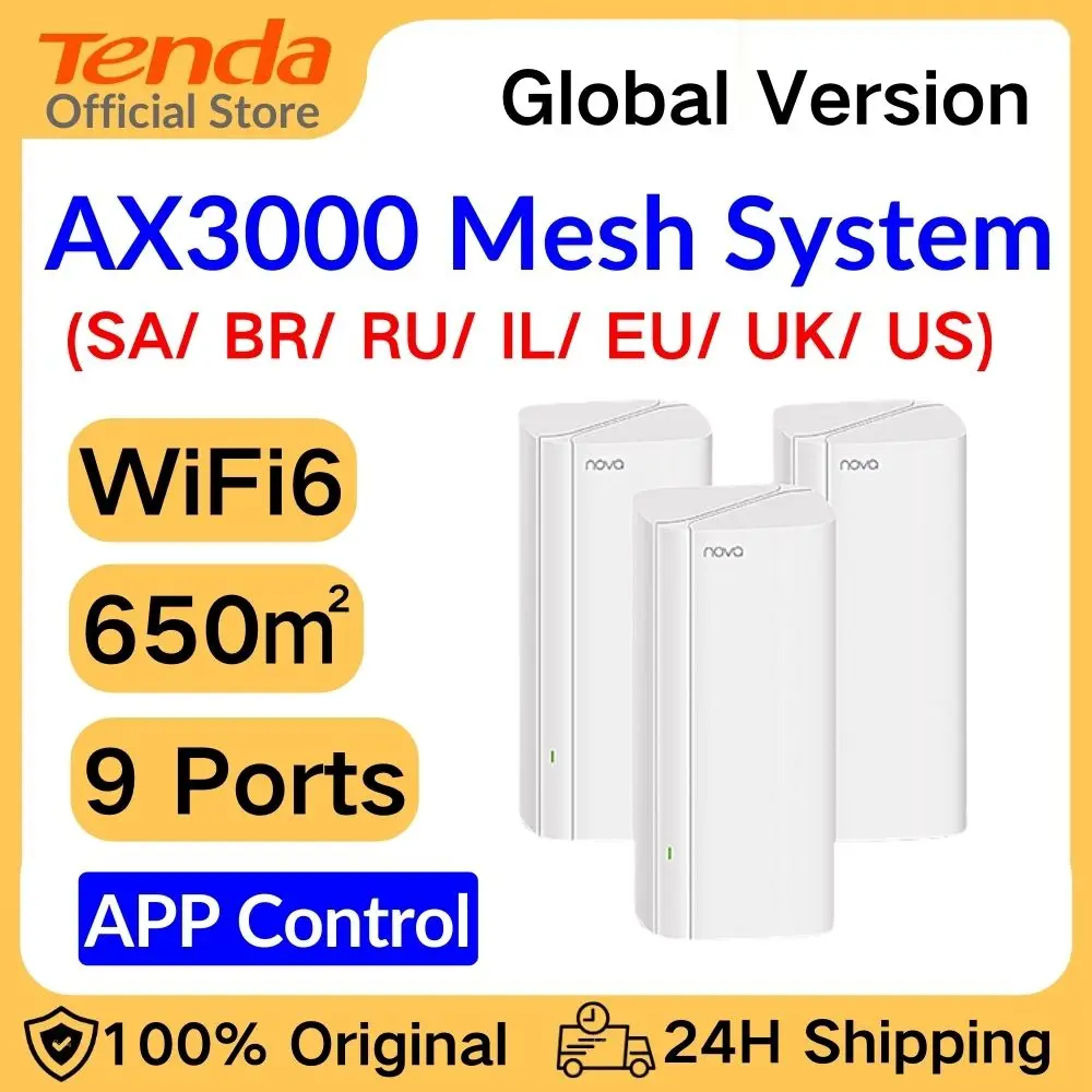 

Сетчатый маршрутизатор Tenda AX3000 WiFi6 EX/MX12, беспроводная сетка, Wi-Fi роутер до 7000 кв. футов. Расширитель диапазона Wi-Fi 6 сетей