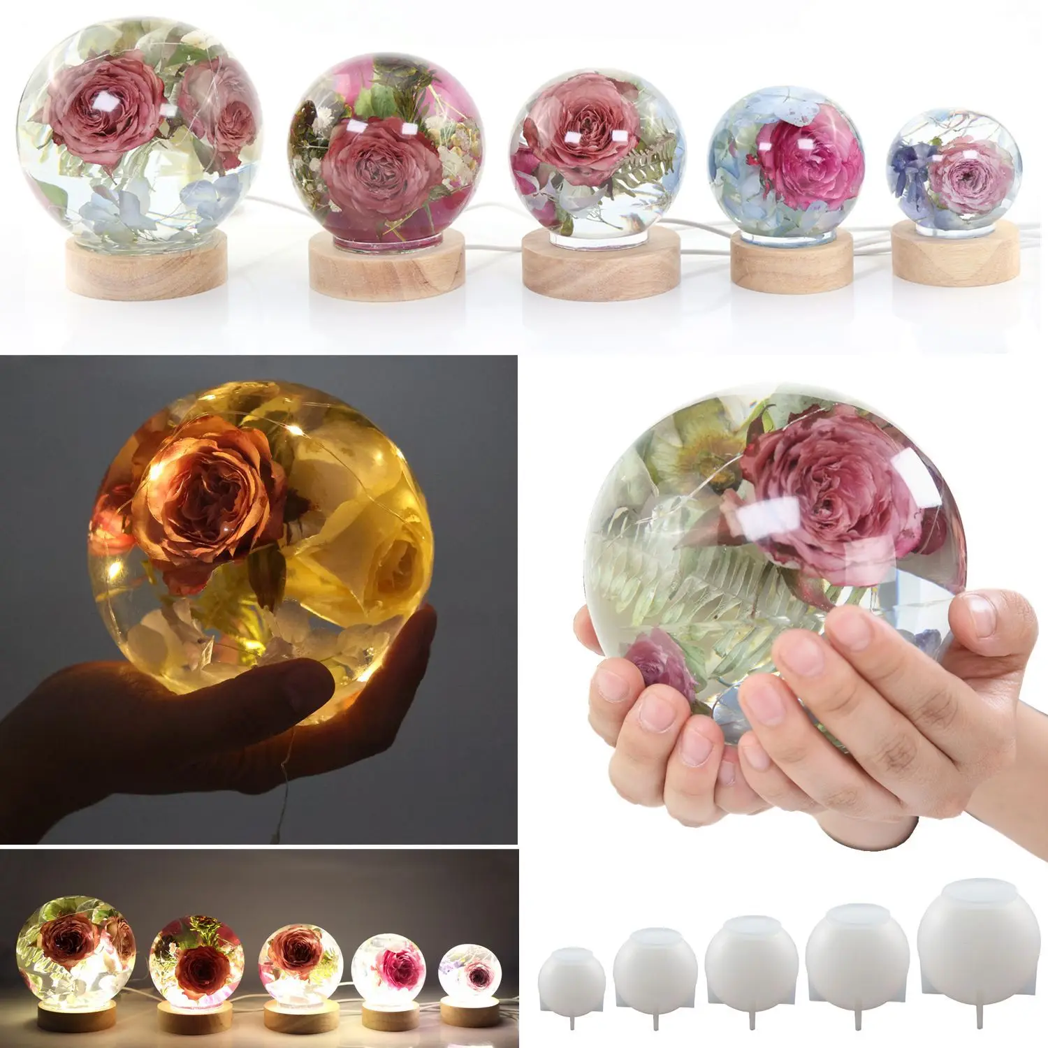 120mm 3D Sphere Ball Silicone Mold Dry Flower Art Round Clear Mould Epoxy Resin Craft Supplies One-piece Spherical Soft Mould
120mm 3D Sphere Ball Silicone Mold Dry Flower Art Round Clear Mould Epoxy Resin Craft Supplies One-piece Spherical Soft Mould