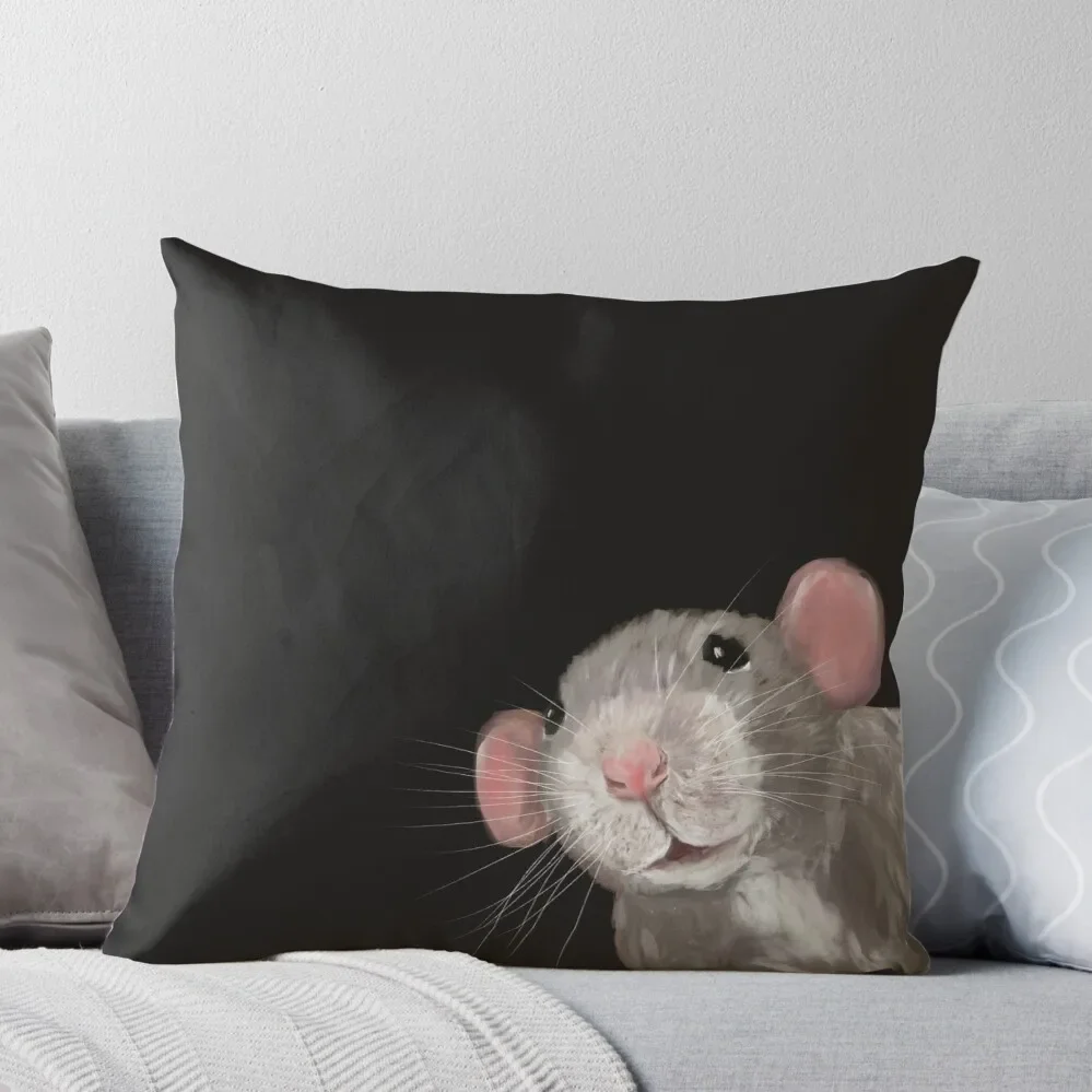 

The Peeking Rat (Grey/ Black) Throw Pillow Cushion Cover Set pillowcases for sofa cushions ornamental pillows for living room