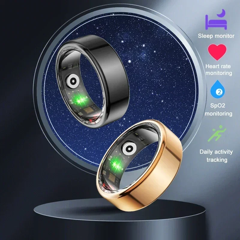 

Smart Ring Mens Women Heart Rate Blood Oxygen Sleep Health Monitor Sport Activity Fitness Tracker Ring R02 for Android IOS 2024