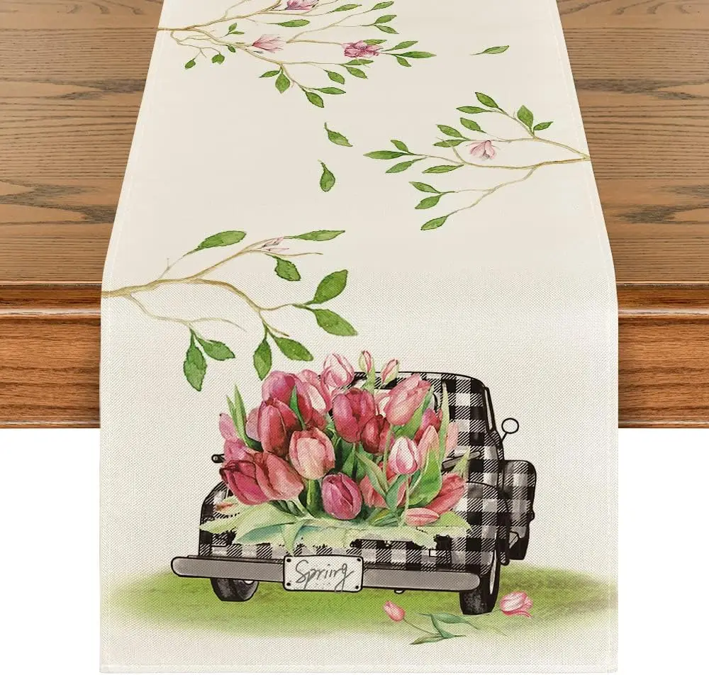 Tulip Buffalo Plaid Truck Spring Table Runner Summer Anniversary Holiday Kitchen Dining Table Decoration for Home Party Decor
Tulip Buffalo Plaid Truck Spring Table Runner Summer Anniversary Holiday Kitchen Dining Table Decoration for Home Party Decor