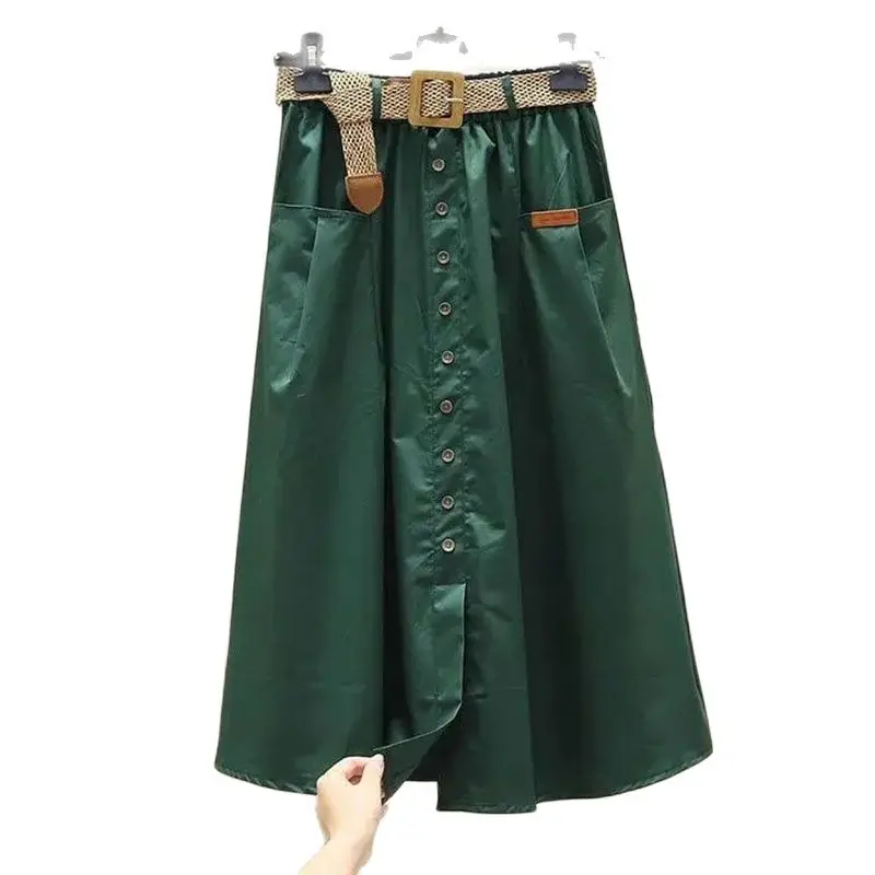 2023 New Buttons Korean Joker Skirt Women's Long Summer Elastic Waist A-line Skirt Women's Knee-high Fashion High Waist Skirt.
2023 New Buttons Korean Joker Skirt Women's Long Summer Elastic Waist A-line Skirt Women's Knee-high Fashion High Waist Skirt.