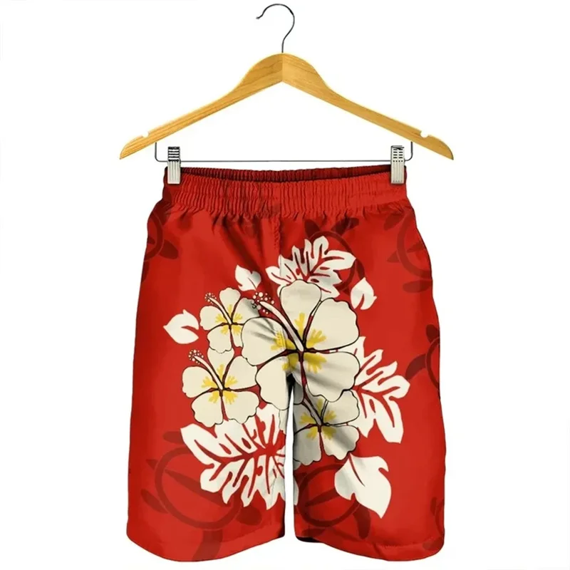 

Новые Гавайские полинезийские мужские шорты с 3D-принтом гибискуса, женские пляжные шорты для отпуска, шорты с цветочным принтом, плавки, Шорты для плавания