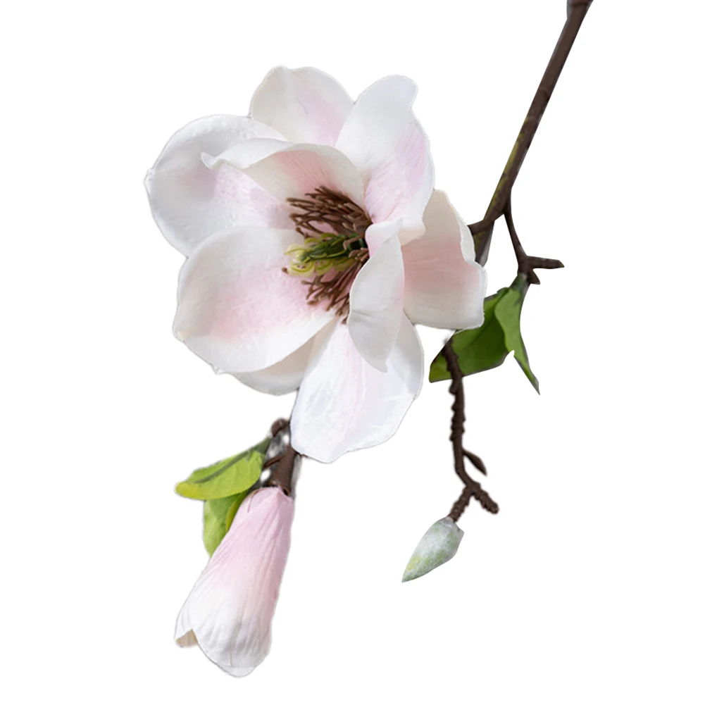 

Artificial Fake Flowers Leaf Magnolia Floral Wedding Bouquet Party Home Decor White Single Branch Magnolia Artificial Flower