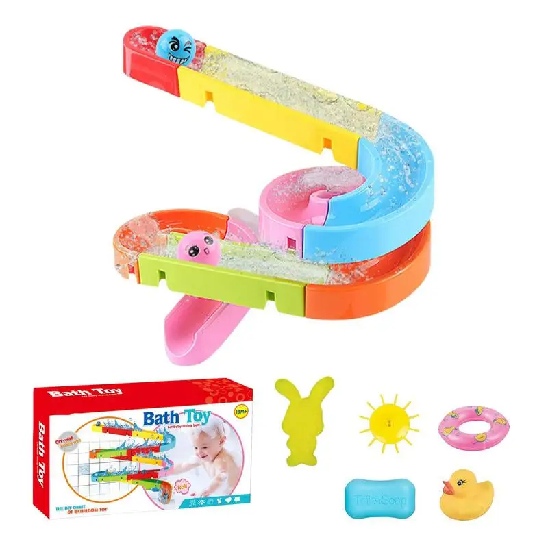 

Bathtub Water Slide Toy 39pcs Water Spray Bath Toy DIY Track Building Set Assembled Slide Water Track Blocks Set For Girls
