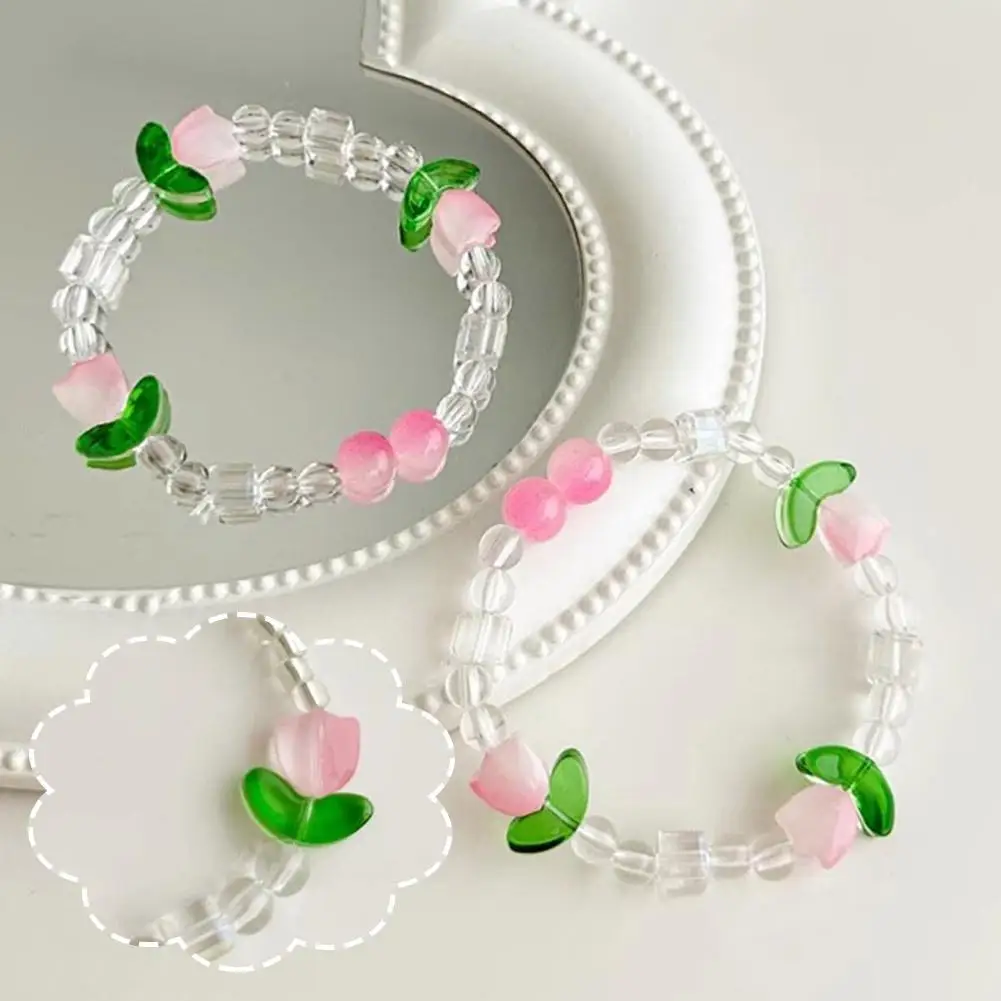 Elegant Tulip Beaded Korean Bracelets Colorful Flower Charm Bracelet For Women Fashion Jewelry Stainless Steel Chain Party M6G1
Elegant Tulip Beaded Korean Bracelets Colorful Flower Charm Bracelet For Women Fashion Jewelry Stainless Steel Chain Party M6G1