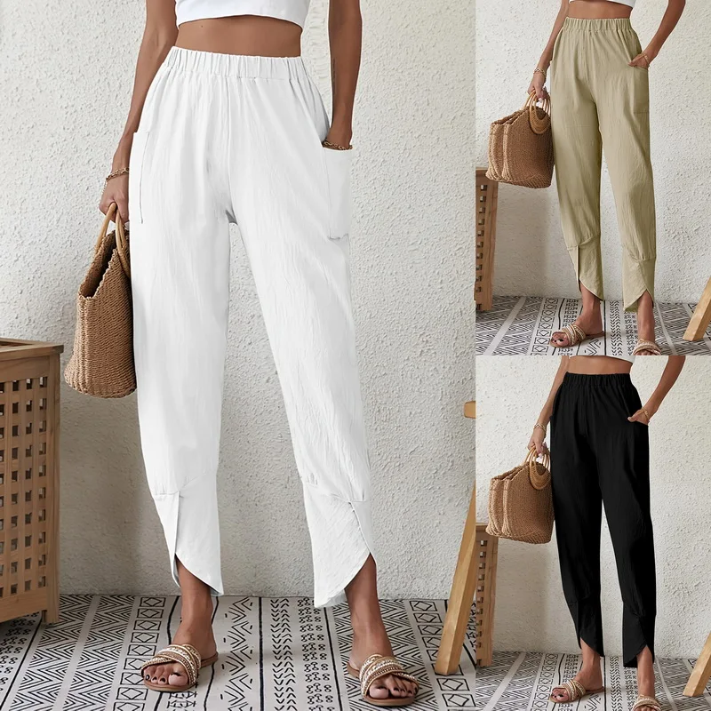 2023 Summer Ladies Cotton Linen Harem Pants Loose High Waist Pocket Pants Female Vintage Ankle-Length Wide Leg Trousers
2023 Summer Ladies Cotton Linen Harem Pants Loose High Waist Pocket Pants Female Vintage Ankle-Length Wide Leg Trousers