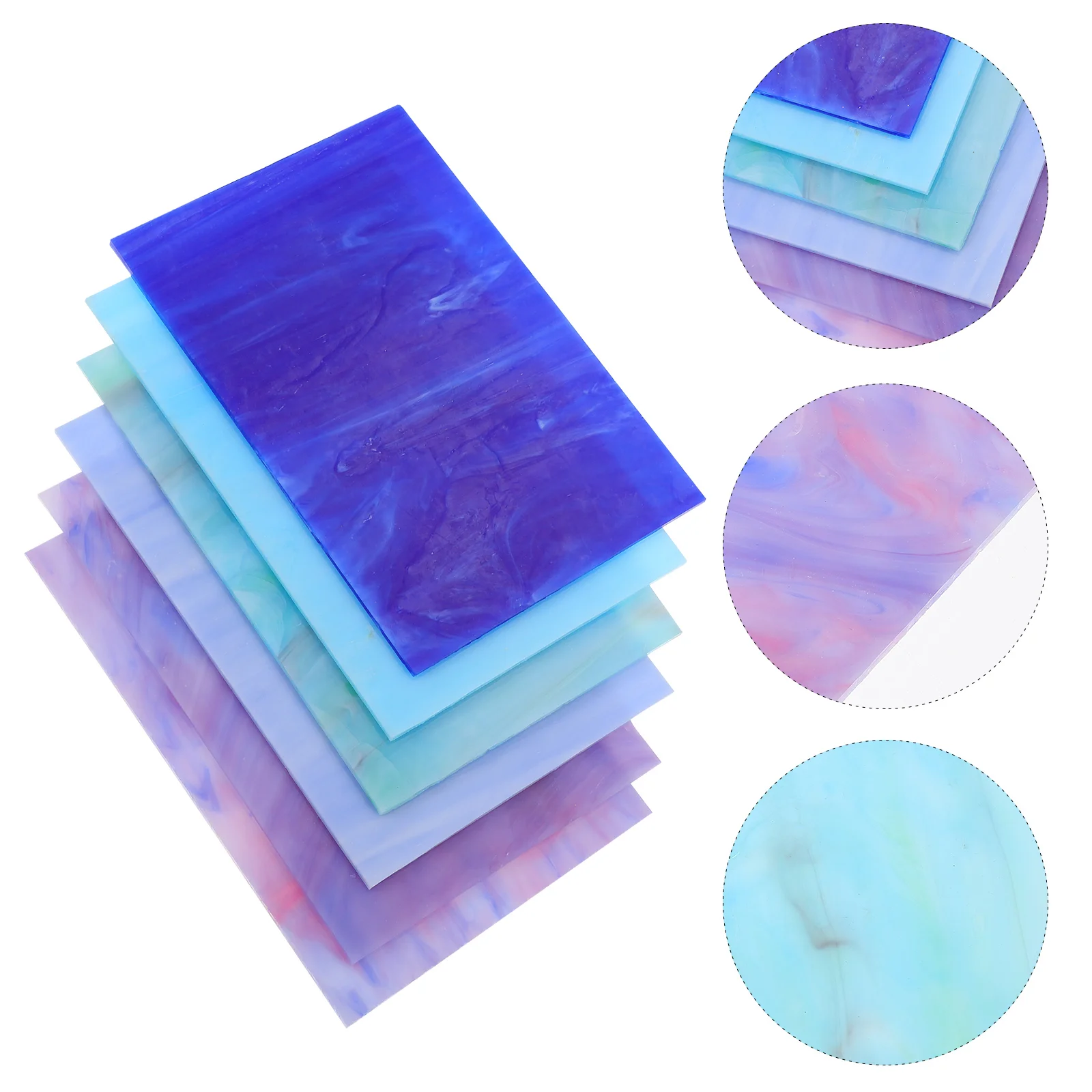 

6 Pcs Colored Mica Flakes Cathedral Mosaic Stained Glass Church Holders Ceramic Tile Water Ripple Student Candlesticks