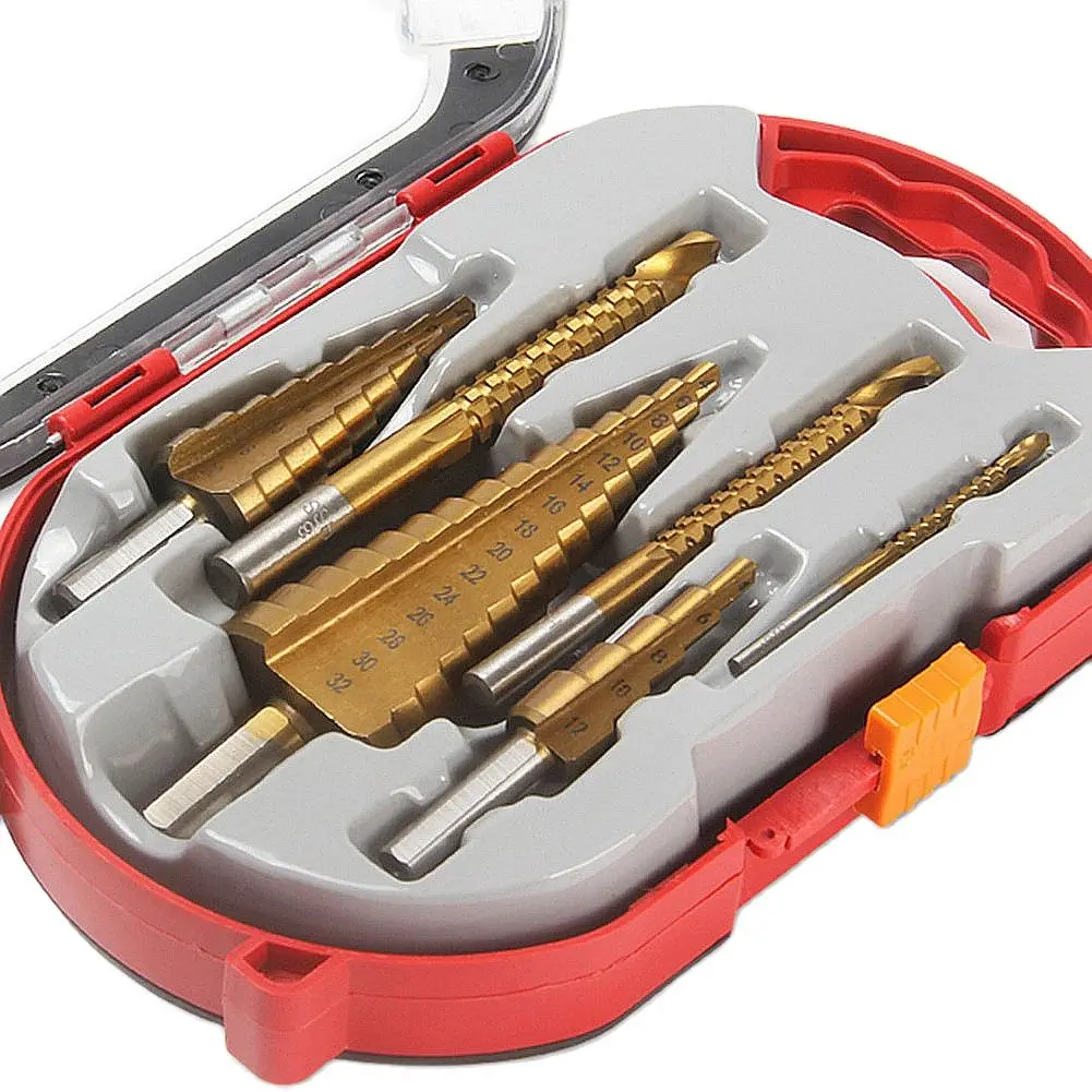 6Pcs Step Drill Bit Saw Drill Bit Set Titanium Milling Cutter 4-12 4-20 4-32mm 3 6 8mm For Woodworking Metal Core Hole Opener
6Pcs Step Drill Bit Saw Drill Bit Set Titanium Milling Cutter 4-12 4-20 4-32mm 3 6 8mm For Woodworking Metal Core Hole Opener