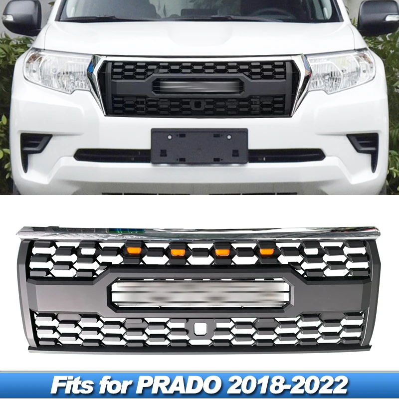 Fit for Toyota Prado 2018 2019 2020 2021 2022 grille with lights modification front bumper ABS grille
Fit for Toyota Prado 2018 2019 2020 2021 2022 grille with lights modification front bumper ABS grille