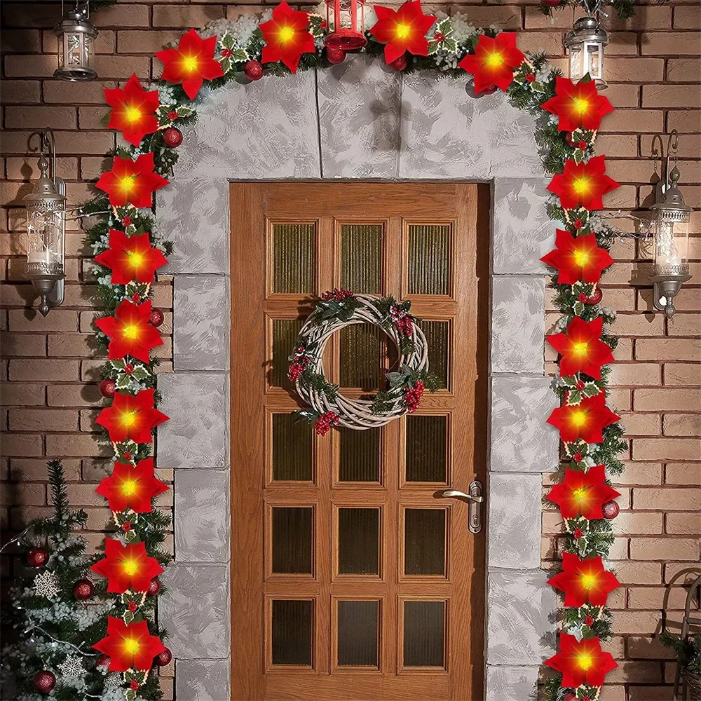 Thrisdar Christmas Poinsettia Garland with Red Berries and Holly Leaves Battery Operated Artificial Flower Xmas String Light
Thrisdar Christmas Poinsettia Garland with Red Berries and Holly Leaves Battery Operated Artificial Flower Xmas String Light