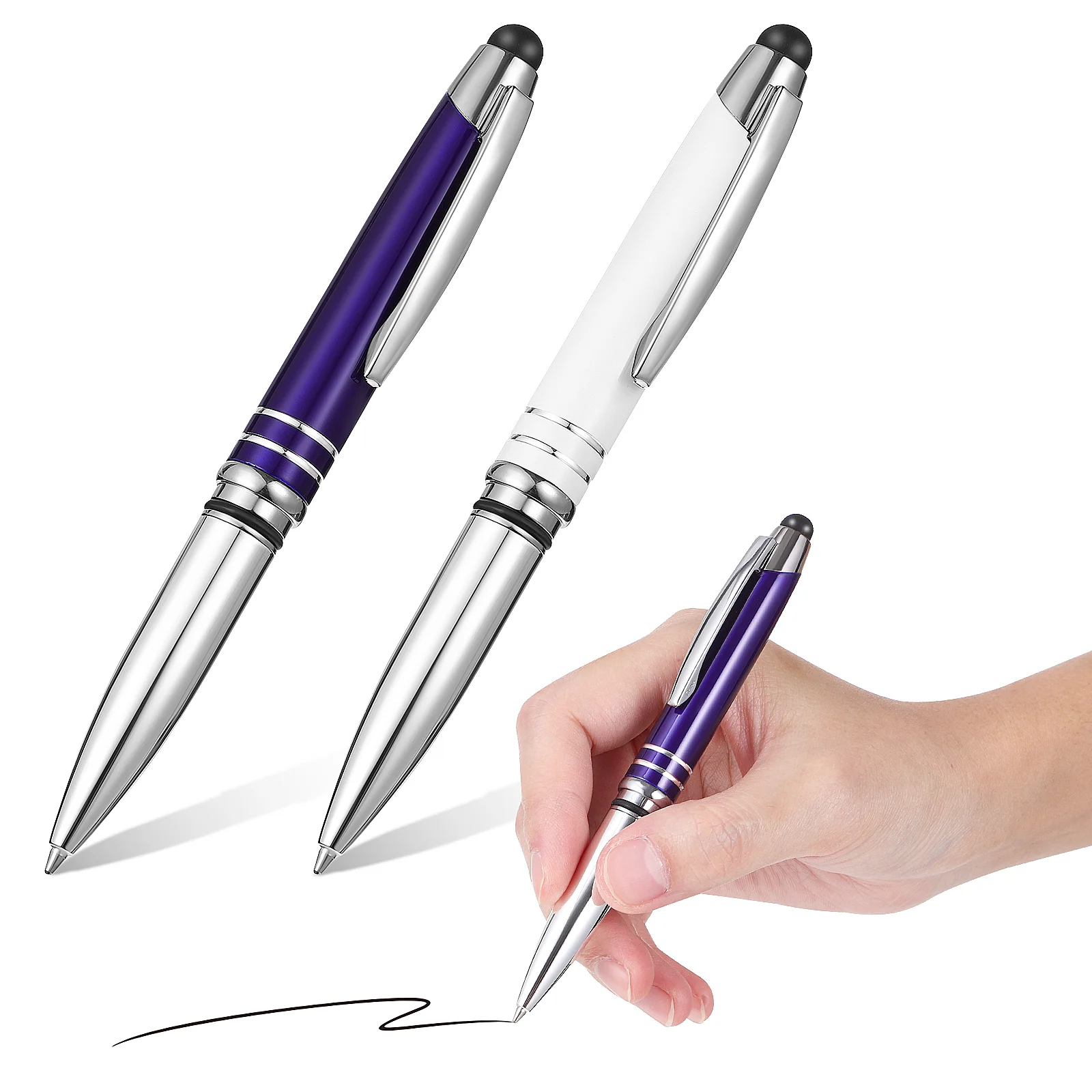 

2 Pcs Pen with Light Novelty Pens Active Stylus Ballpoint Black Flashlight Touch Capacitive Metal Touchscreen Nurse