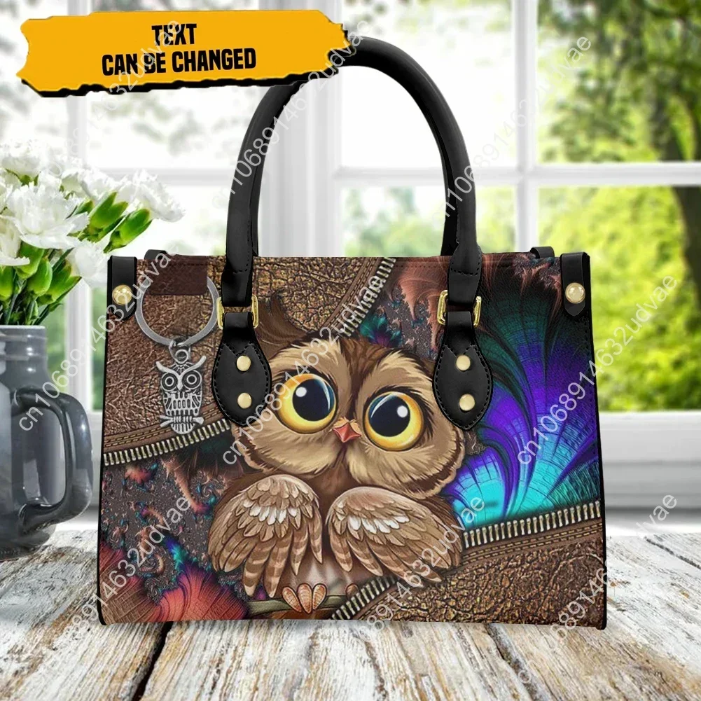 

Pu Leather Shoulder Bag for Ladies Cartoon Owl Pattern Women Cute Capacity Handbag Fashion Mini Tote Bags Female Bolsa Feminina
