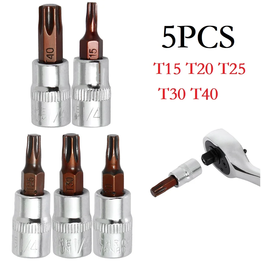 Precision 5pcs Torx Screwdriver Bits Set for Accurate Screwdriving 1/4 Inch Drive Socket Head T15 T20 T25 T30 T40
Precision 5pcs Torx Screwdriver Bits Set for Accurate Screwdriving 1/4 Inch Drive Socket Head T15 T20 T25 T30 T40