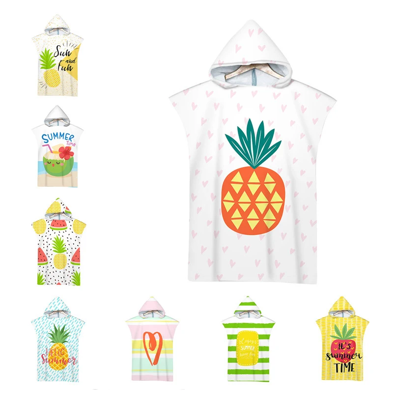 Microfiber Fruits Printed Kids Bath Towel with Cloak Adult Pineapple Beach Changing Robe Poncho Surf Quick Dry Hooded Bathrobe
Microfiber Fruits Printed Kids Bath Towel with Cloak Adult Pineapple Beach Changing Robe Poncho Surf Quick Dry Hooded Bathrobe