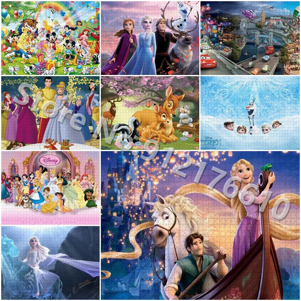 

Jigsaw Puzzle Disney Frozen Princess Car Snow White 300/500/1000 Pcs Paper Puzzle Family Game Decompress Educational Toys Gifts