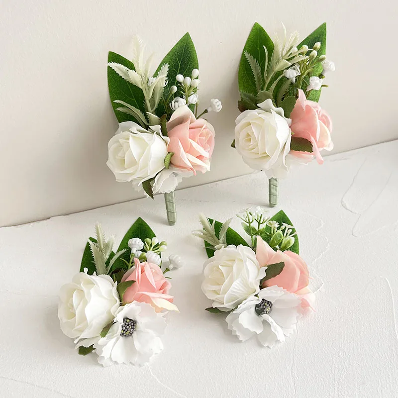 

Бутоньерка для жениха Свадебные аксессуары бутоньерка для жениха Искусственные цветы Шелковые Розы на запястье