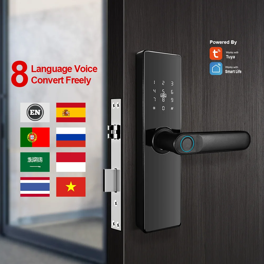High Quality WiFi Tuya Smartlife App Smart Lock, Biometric Fingerprint Locks, RFID Card Code Digital Electronic Lock Door
High Quality WiFi Tuya Smartlife App Smart Lock, Biometric Fingerprint Locks, RFID Card Code Digital Electronic Lock Door