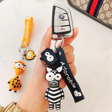 

Cartoon Pop-Eyed Lion Doll Keychains Pop-Eyed Zebra Cute Car Key Chain Car Bag Pendant Student Ins Key Rings Pendant