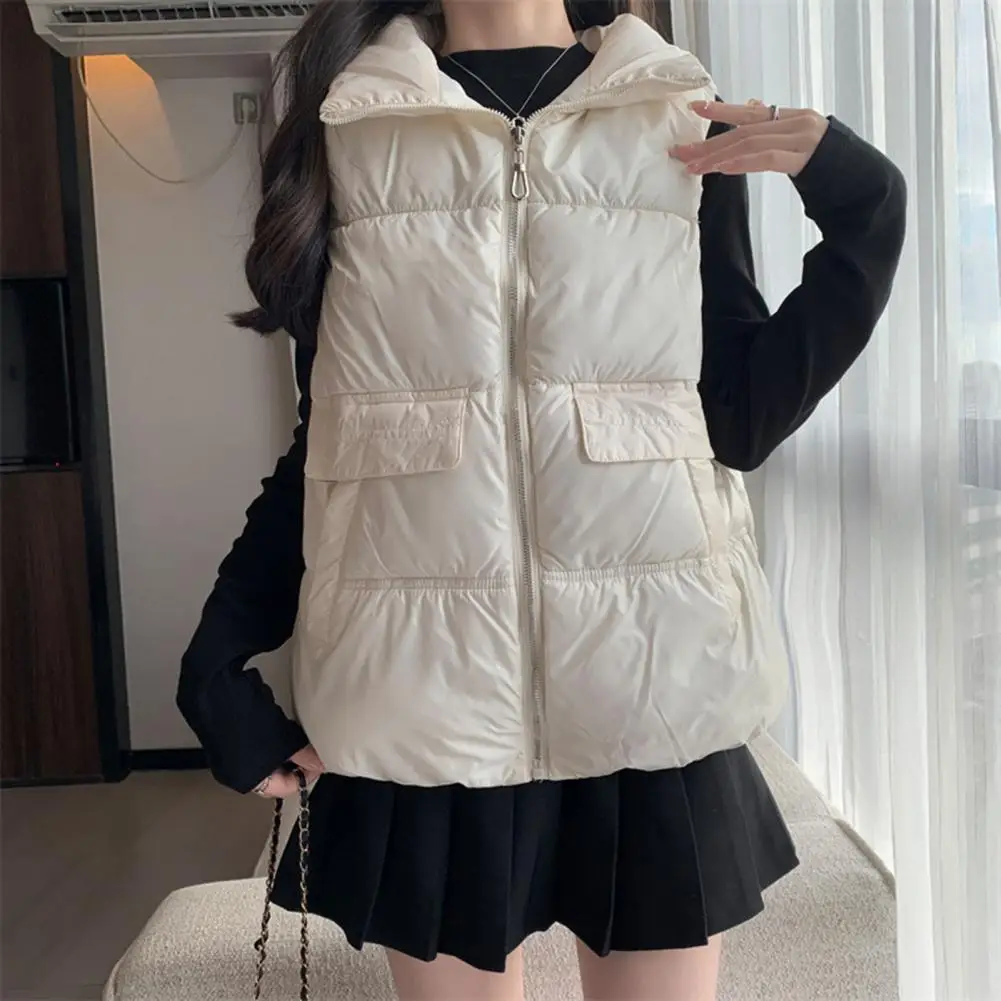 Women Winter Vest Thickened Padded Windproof Women Cotton Vest Sleeveless Lapel Pockets Zipper Closure Lady Waistcoat
Women Winter Vest Thickened Padded Windproof Women Cotton Vest Sleeveless Lapel Pockets Zipper Closure Lady Waistcoat