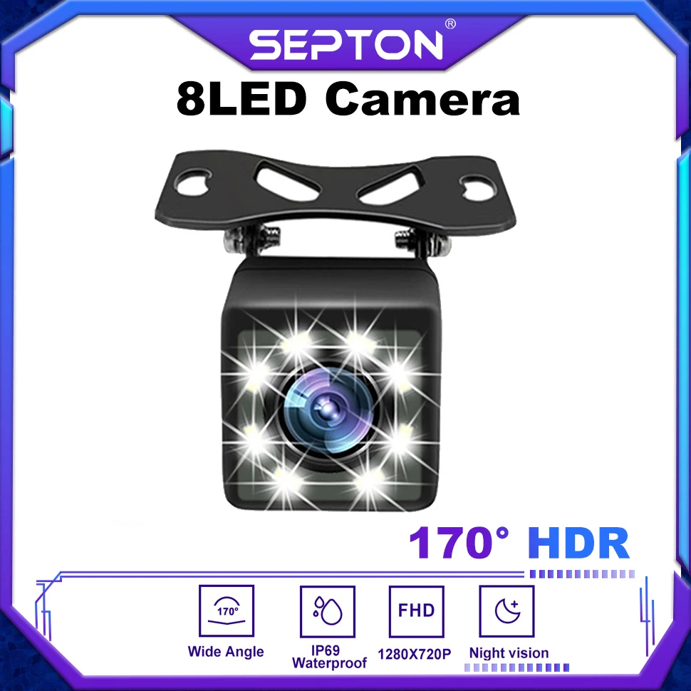 

Septon High Digital 8LED Flashlight Waterproof Car Rear View Camera AHD Backup Camera 170 Degree Wide Angle Car Camera