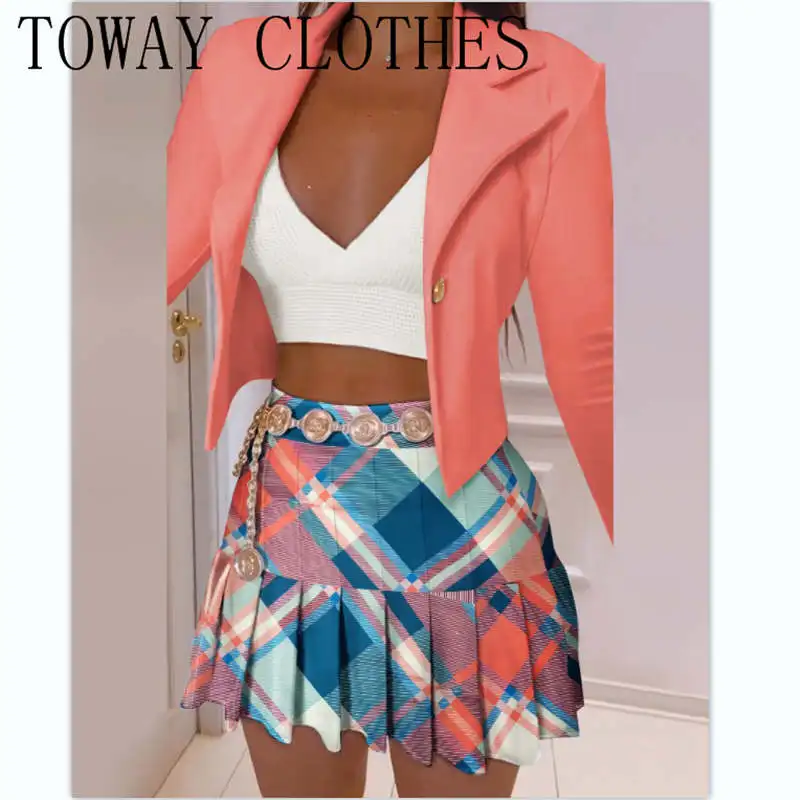 Women Plaid Print Long Sleeve Blazer & Pleated Skirt Set Elegant Sexy Elegant Office Outfit
Women Plaid Print Long Sleeve Blazer & Pleated Skirt Set Elegant Sexy Elegant Office Outfit