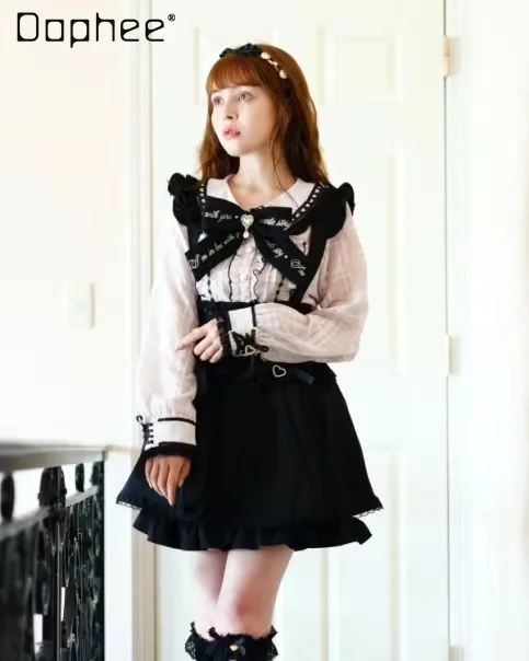 Japanese Sweet Embroidered Bow Shirt Ladies Elegant`cute Sailor Collar Heart-Shaped Lace Top Lolita Long Sleeve Shirts for Women
Japanese Sweet Embroidered Bow Shirt Ladies Elegant`cute Sailor Collar Heart-Shaped Lace Top Lolita Long Sleeve Shirts for Women