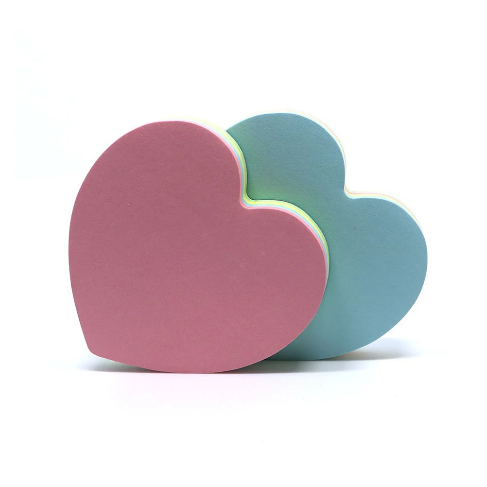 

2pcs Heart-shaped Posted Self-Adhesive Paper Notes Facilitated Stickers Notepads (Random Color)