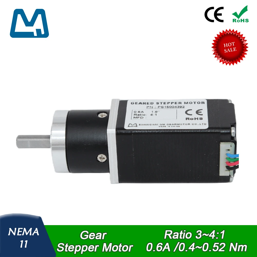 28 Stepper Motor 50mm Body Lenght 0.6A 0.13Nm Nema11 Planetary Gearbox Ratio 4:1
28 Stepper Motor 50mm Body Lenght 0.6A 0.13Nm Nema11 Planetary Gearbox Ratio 4:1