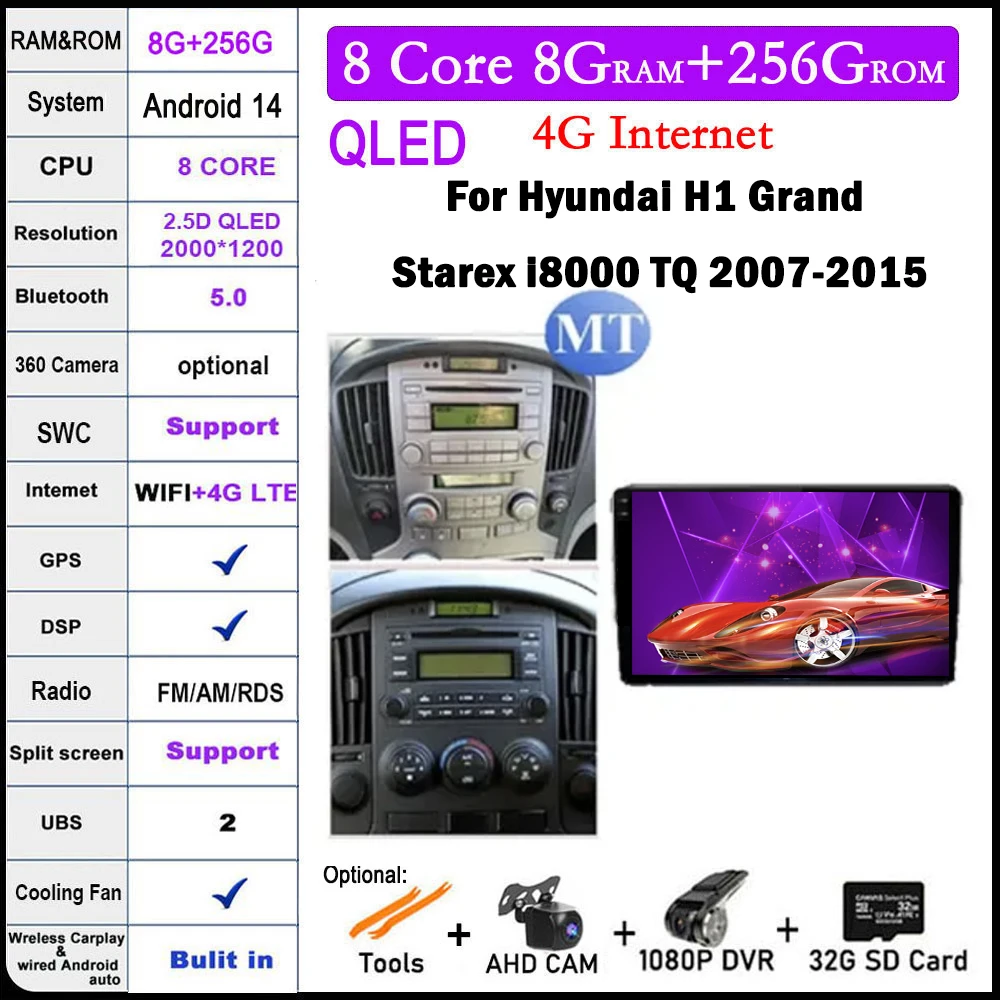 9 lnch For Hyundai H1 Grand Starex i8000 TQ 2007-2015 Android 14 Car Radio Multimedia Player GPS Navigaion Stereo
9 lnch For Hyundai H1 Grand Starex i8000 TQ 2007-2015 Android 14 Car Radio Multimedia Player GPS Navigaion Stereo