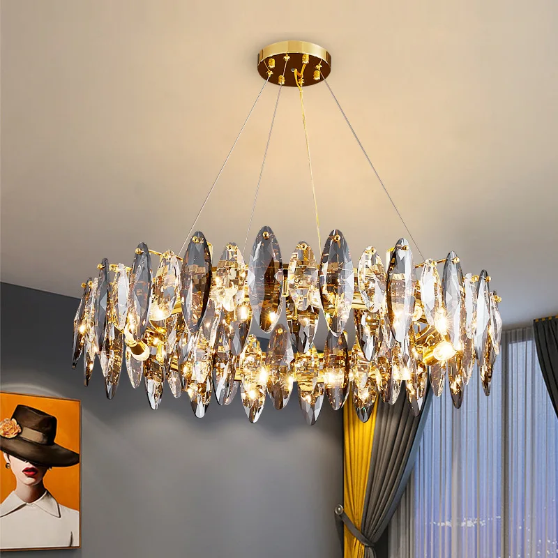 Art Deco Parlor Vintage smoky Crystal Chandelier led droplight Living Room lighting Fixture Restaurant round LED hanging Lamp
Art Deco Parlor Vintage smoky Crystal Chandelier led droplight Living Room lighting Fixture Restaurant round LED hanging Lamp